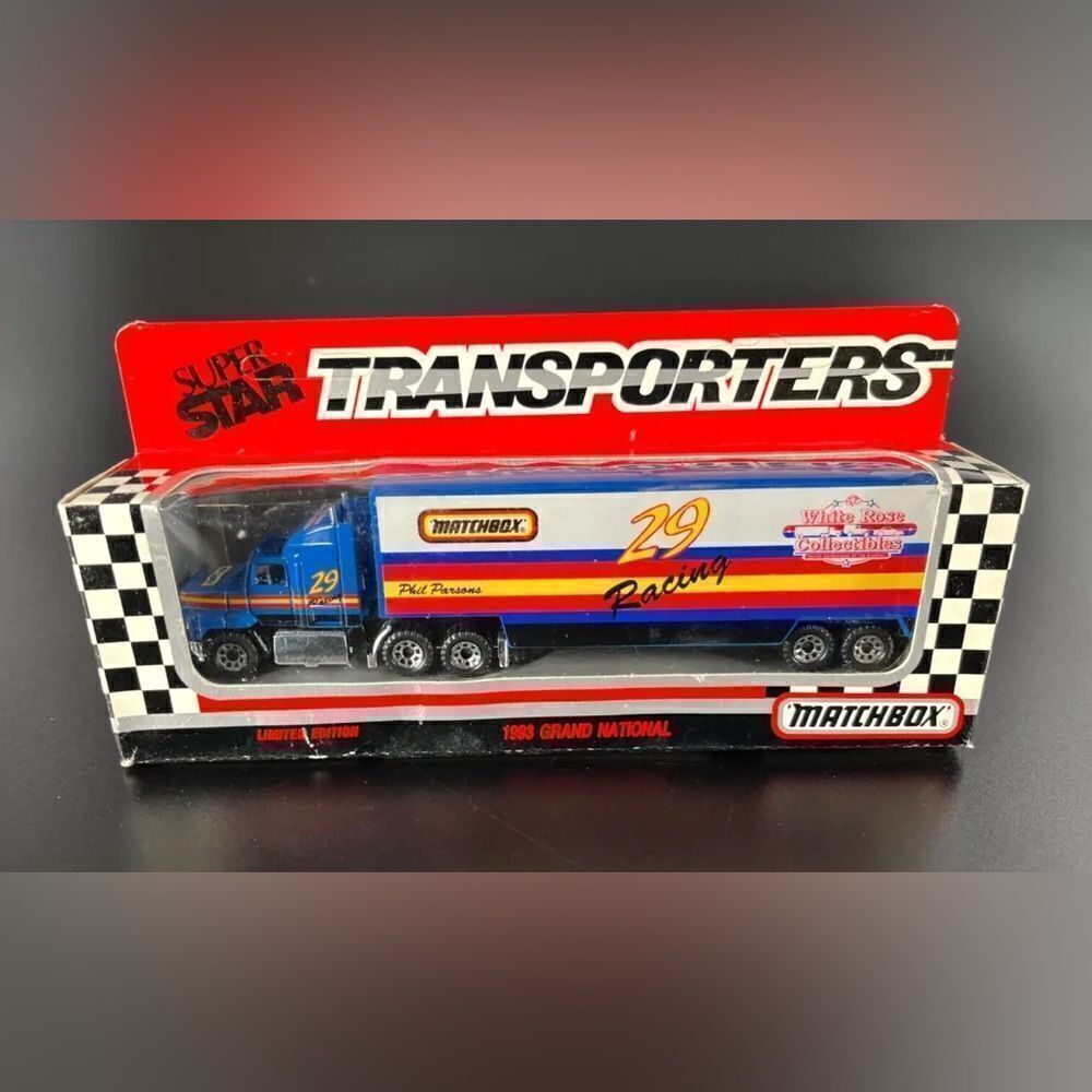 1992 Matchbox Super Star Nascar Transporters #29 PHIL PARSONS White Rose Racing